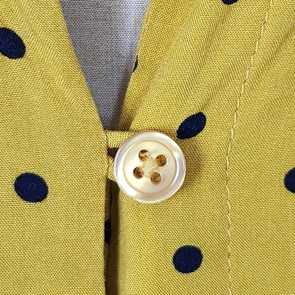 Morgan Taylor Women's Yellow/Black Polkadot Blouse Top Size M - Picture 6 of 10
